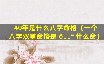 40年是什么八字命格（一个八字双重命格是 💮 什么命）